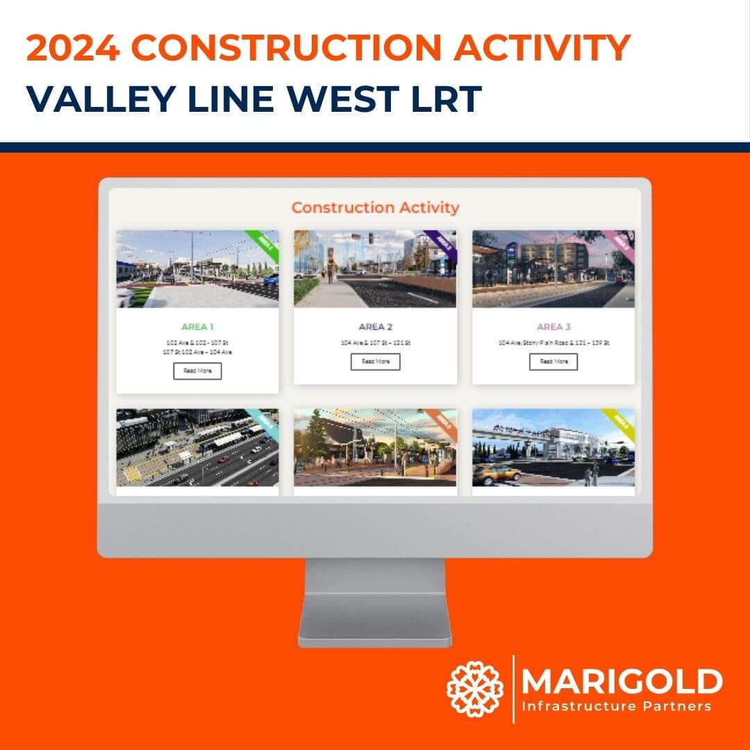 Get the latest construction updates per area along the Valley Line West LRT route